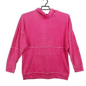 Womens Wild Fable Pink Seamed Pullover French Terry Hoodie Sweatshirt Size XL